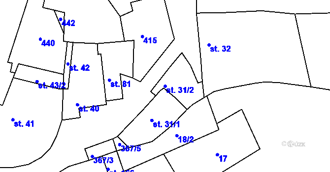 Parcela st. 31/2 v KÚ Zahnašovice, Katastrální mapa