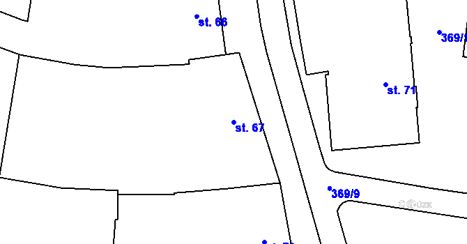 Parcela st. 67 v KÚ Zahnašovice, Katastrální mapa