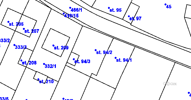 Parcela st. 94/2 v KÚ Zahnašovice, Katastrální mapa