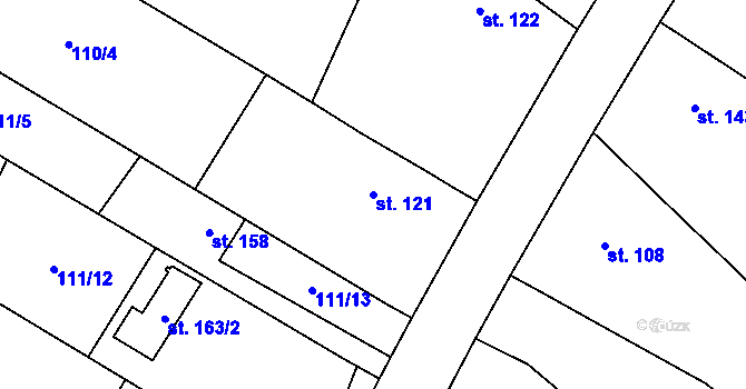Parcela st. 121 v KÚ Zahnašovice, Katastrální mapa