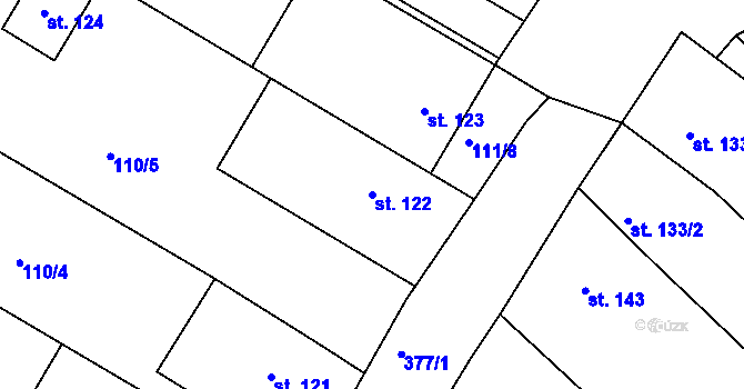 Parcela st. 122 v KÚ Zahnašovice, Katastrální mapa