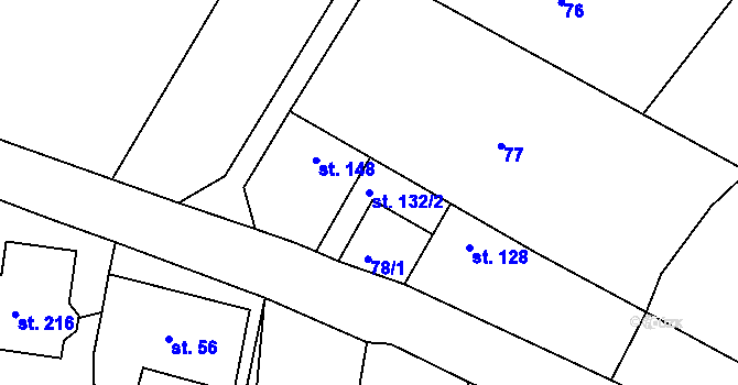 Parcela st. 132/2 v KÚ Zahnašovice, Katastrální mapa