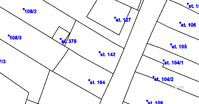 Parcela st. 142 v KÚ Zahnašovice, Katastrální mapa