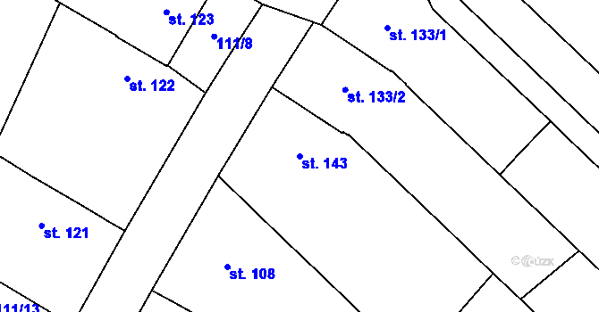 Parcela st. 143 v KÚ Zahnašovice, Katastrální mapa