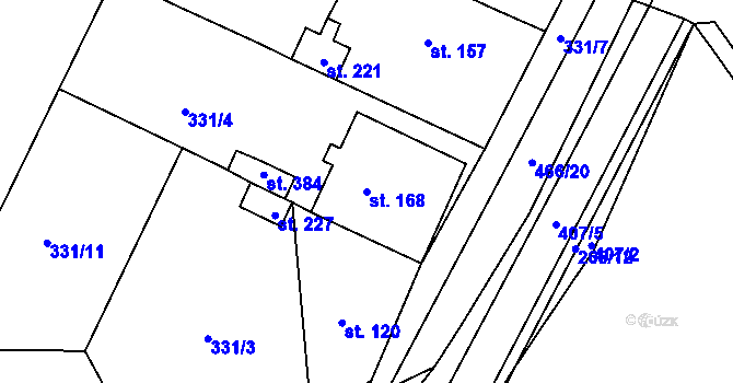 Parcela st. 168 v KÚ Zahnašovice, Katastrální mapa