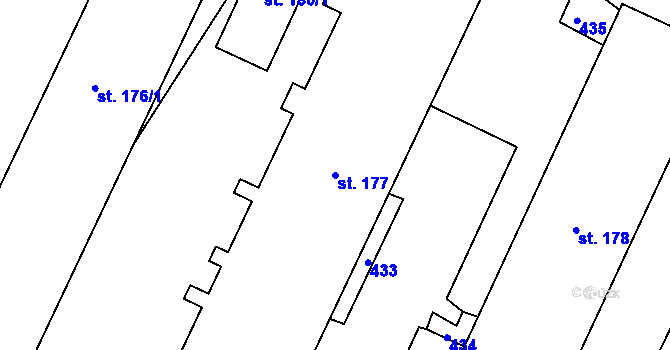 Parcela st. 177 v KÚ Zahnašovice, Katastrální mapa