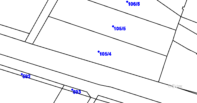 Parcela st. 105/4 v KÚ Zahnašovice, Katastrální mapa