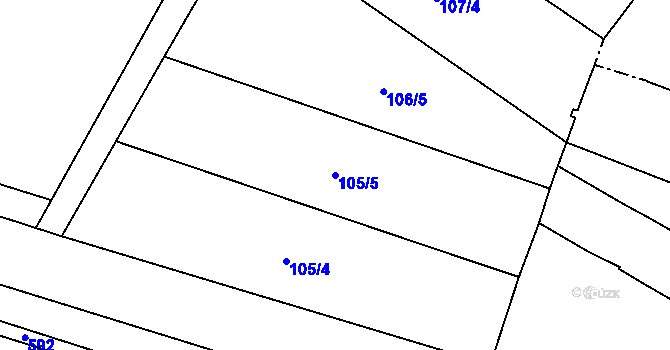 Parcela st. 105/5 v KÚ Zahnašovice, Katastrální mapa