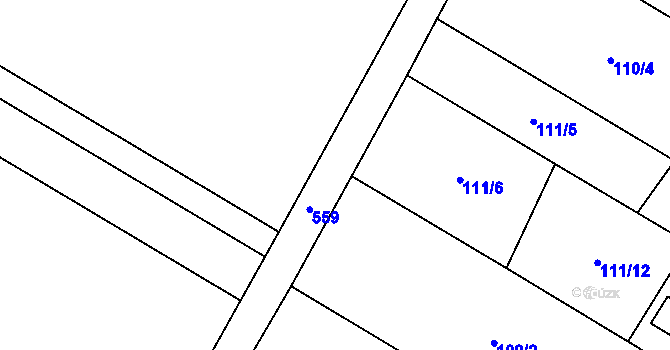 Parcela st. 111/2 v KÚ Zahnašovice, Katastrální mapa