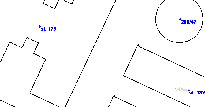 Parcela st. 265/18 v KÚ Zahnašovice, Katastrální mapa