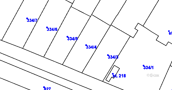 Parcela st. 334/4 v KÚ Zahnašovice, Katastrální mapa