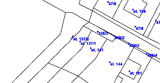 Parcela st. 137/1 v KÚ Zahnašovice, Katastrální mapa