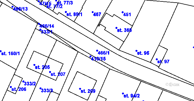 Parcela st. 466/1 v KÚ Zahnašovice, Katastrální mapa