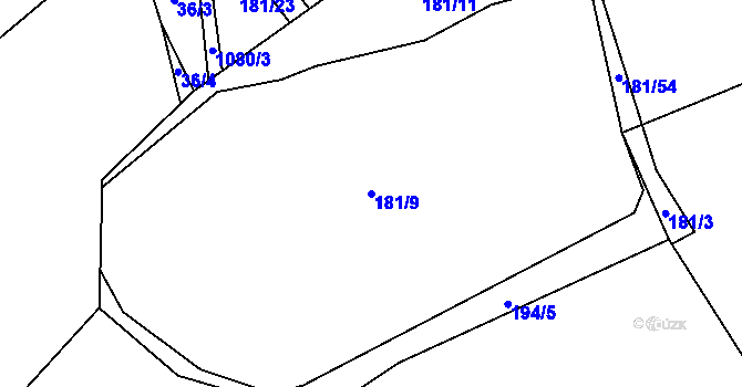 Parcela st. 181/9 v KÚ Zahorčice u Volyně, Katastrální mapa