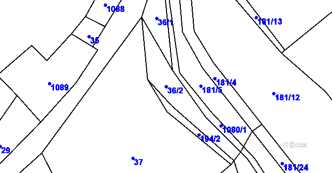 Parcela st. 36/2 v KÚ Zahorčice u Volyně, Katastrální mapa