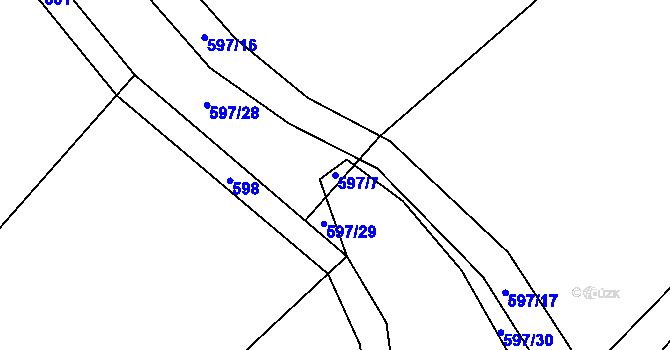 Parcela st. 597/7 v KÚ Zahorčice u Volyně, Katastrální mapa