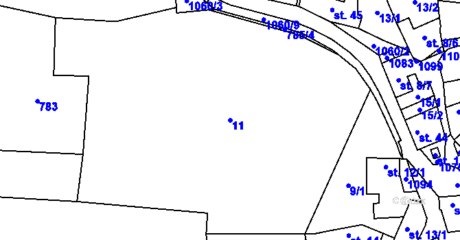 Parcela st. 11 v KÚ Zahorčice u Volyně, Katastrální mapa
