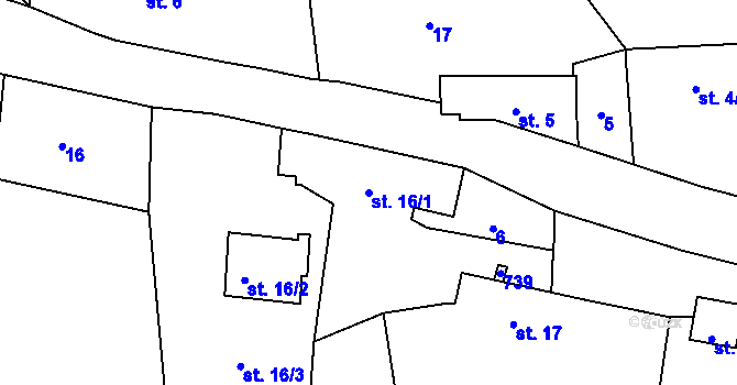 Parcela st. 16/1 v KÚ Zahorčičky, Katastrální mapa