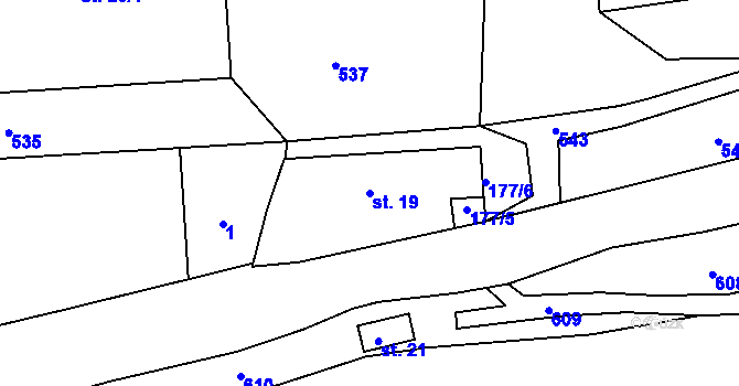 Parcela st. 19 v KÚ Zahorčičky, Katastrální mapa