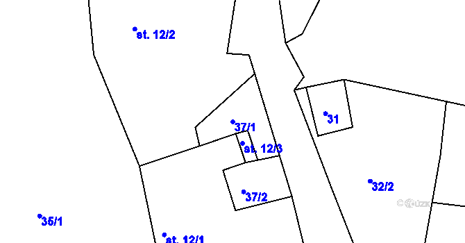 Parcela st. 37/1 v KÚ Zahorčičky, Katastrální mapa