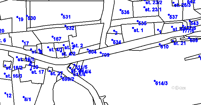 Parcela st. 709 v KÚ Zahorčičky, Katastrální mapa