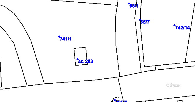 Parcela st. 65/2 v KÚ Záhornice u Městce Králové, Katastrální mapa