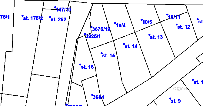 Parcela st. 15 v KÚ Záhorovice, Katastrální mapa