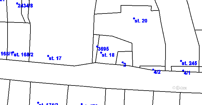 Parcela st. 18 v KÚ Záhorovice, Katastrální mapa