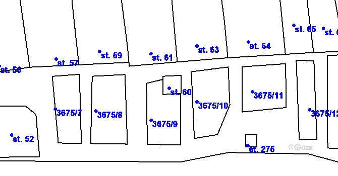 Parcela st. 60 v KÚ Záhorovice, Katastrální mapa