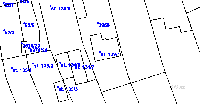 Parcela st. 132/1 v KÚ Záhorovice, Katastrální mapa