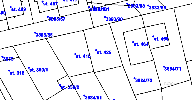 Parcela st. 425 v KÚ Záhorovice, Katastrální mapa