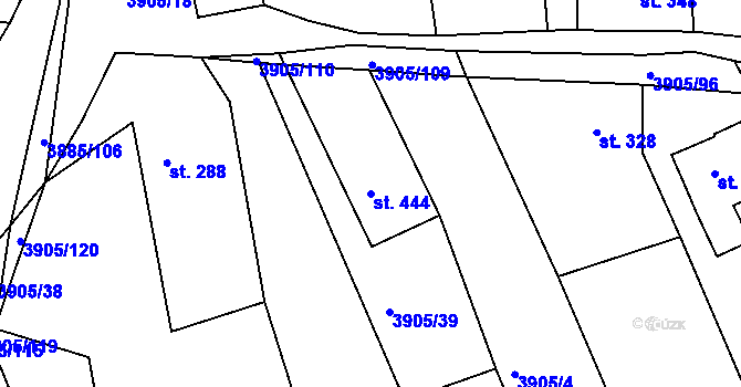 Parcela st. 444 v KÚ Záhorovice, Katastrální mapa