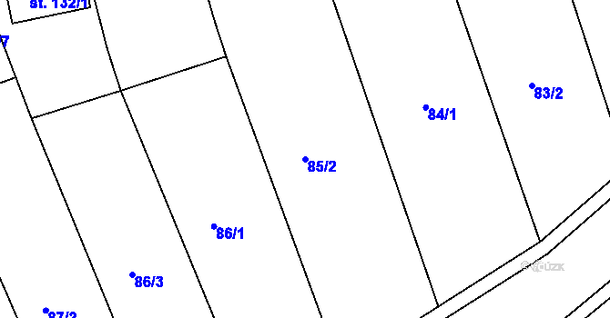 Parcela st. 85/2 v KÚ Záhorovice, Katastrální mapa