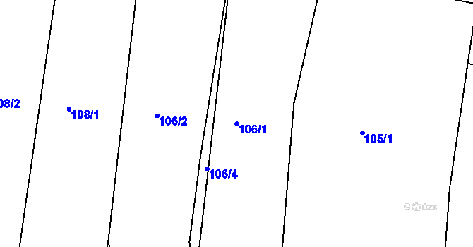 Parcela st. 106/1 v KÚ Záhorovice, Katastrální mapa