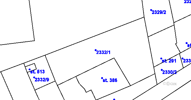 Parcela st. 2332/1 v KÚ Záhorovice, Katastrální mapa