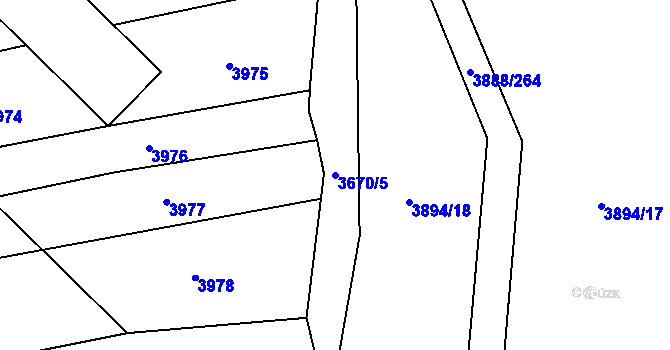 Parcela st. 3670/5 v KÚ Záhorovice, Katastrální mapa