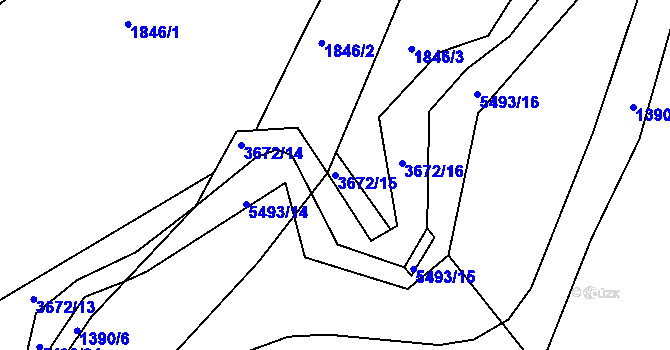 Parcela st. 3672/15 v KÚ Záhorovice, Katastrální mapa