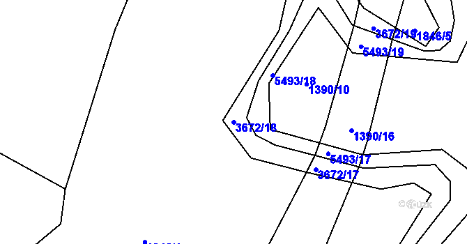 Parcela st. 3672/18 v KÚ Záhorovice, Katastrální mapa