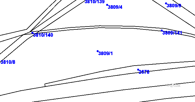 Parcela st. 3809/1 v KÚ Záhorovice, Katastrální mapa