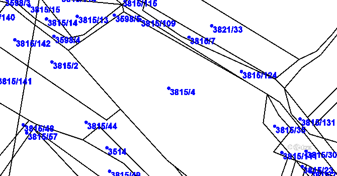 Parcela st. 3815/4 v KÚ Záhorovice, Katastrální mapa
