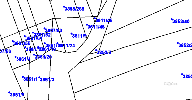 Parcela st. 3852/3 v KÚ Záhorovice, Katastrální mapa