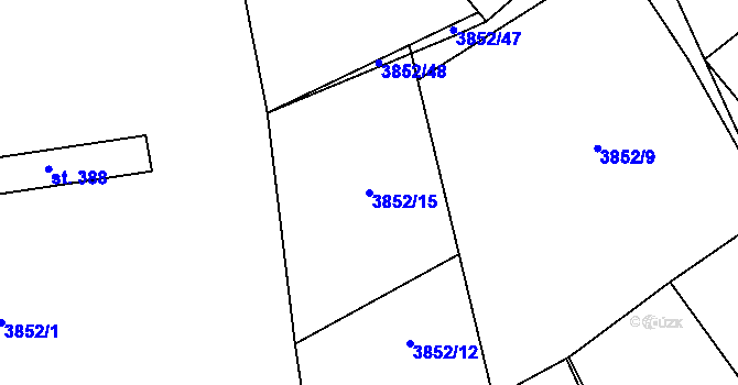Parcela st. 3852/15 v KÚ Záhorovice, Katastrální mapa