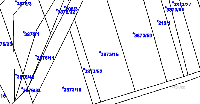 Parcela st. 3873/15 v KÚ Záhorovice, Katastrální mapa