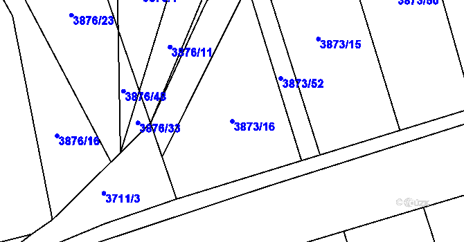 Parcela st. 3873/16 v KÚ Záhorovice, Katastrální mapa