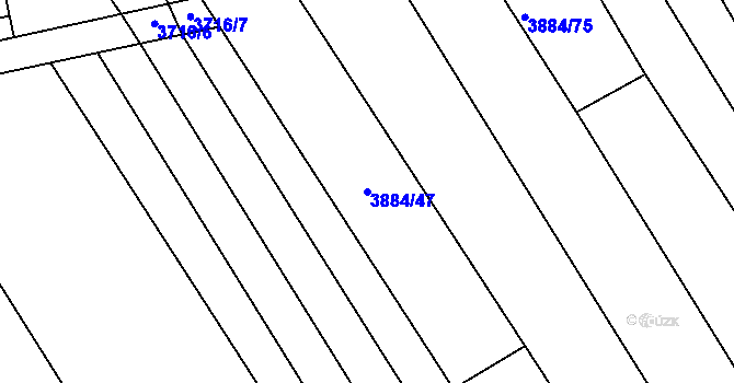 Parcela st. 3884/47 v KÚ Záhorovice, Katastrální mapa