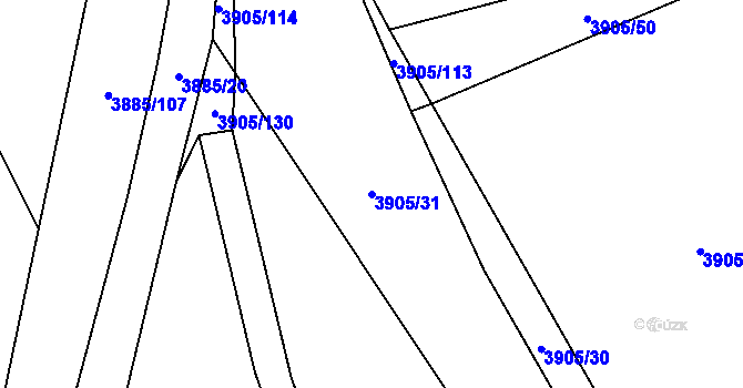 Parcela st. 3905/31 v KÚ Záhorovice, Katastrální mapa