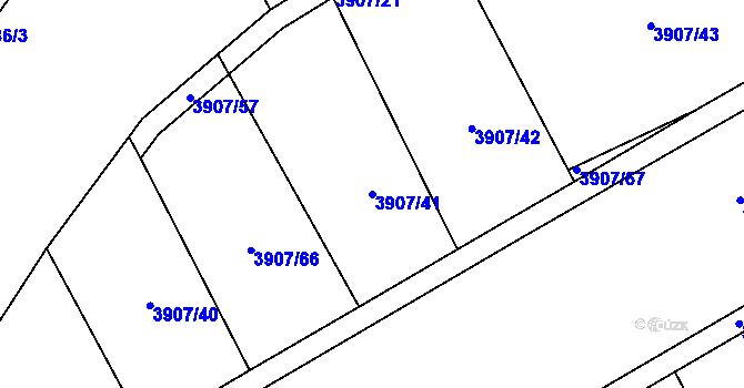 Parcela st. 3907/41 v KÚ Záhorovice, Katastrální mapa