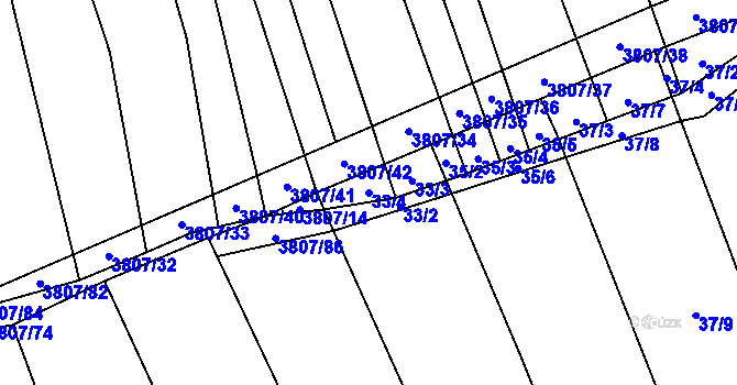 Parcela st. 33/4 v KÚ Záhorovice, Katastrální mapa