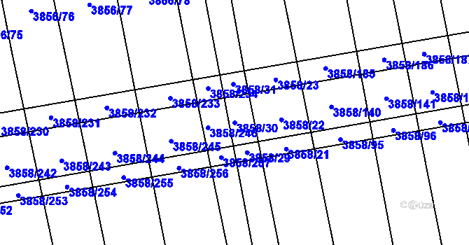 Parcela st. 3858/30 v KÚ Záhorovice, Katastrální mapa