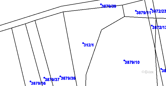 Parcela st. 312/1 v KÚ Záhorovice, Katastrální mapa